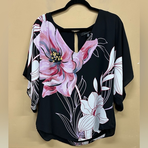 WHBM Floral Flowy Poncho Style Blouse SIze Medium - Picture 1 of 5